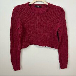 J.Crew Burgundy Red Cropped Crewneck Knit Wool Blend Sweater Women’s Size Small